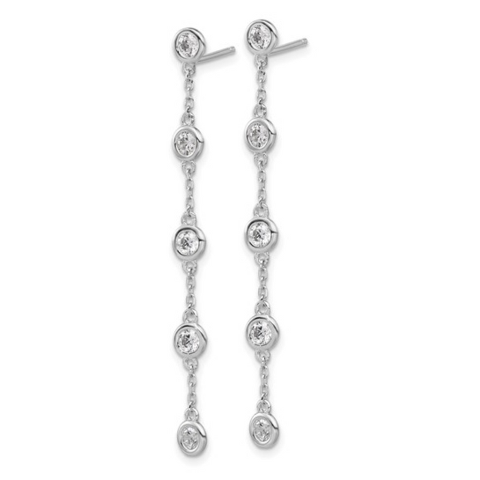 Sterling Silver Cubic Zirconia Dangle Earrings by Fine Color Jewels