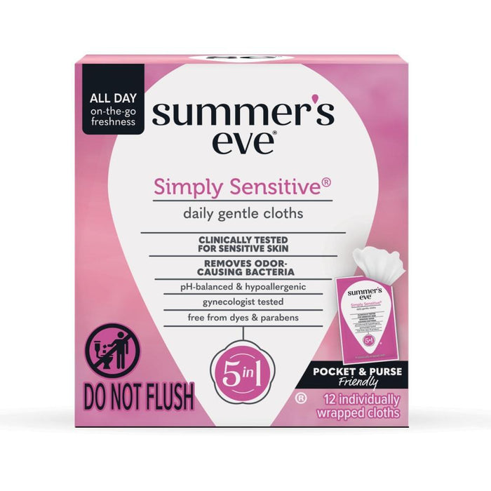 Summer's Eve Simply Sensitive Daily Feminine Wipes, Removes Odor, P H Balanced by Pasteur Pharmacy