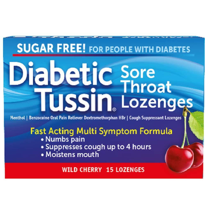 Diabetic Tussin Sore Throat & Cough Lozenges, Wild Cherry by Pasteur Pharmacy