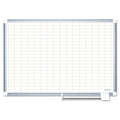 MasterVision Gridded Magnetic Porcelain Planning Board, 1 x 2 Grid, 72 x 48, Aluminum Frame