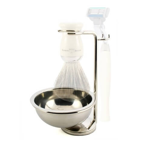 Edwin Jagger Nickel-Plated Shaving Brush and Razor Stand RHM8B by Pasteur Pharmacy
