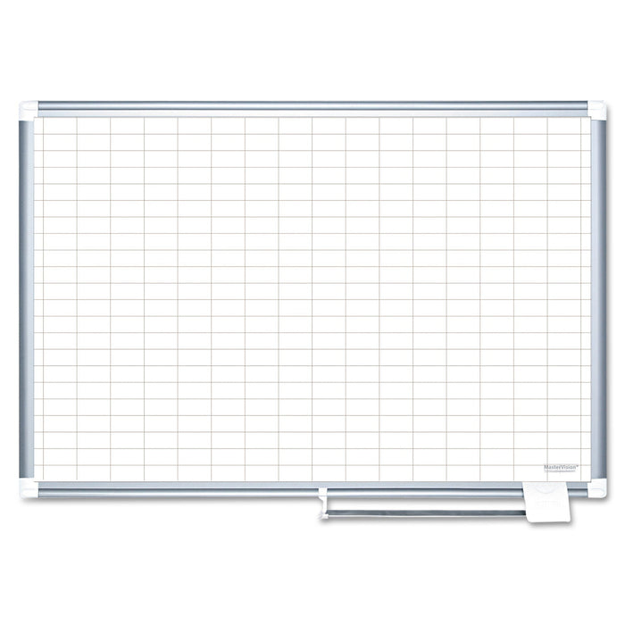 MasterVision Grid Planning Board, 1 x 2 Grid, 48 x 36, White/Silver
