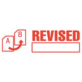 ACCUSTAMP2 Pre-Inked Shutter Stamp, Red, REVISED, 1.63 x 0.5