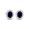 Genuine Blue Sapphire and Diamond Studs Earrings by Fine Color Jewels