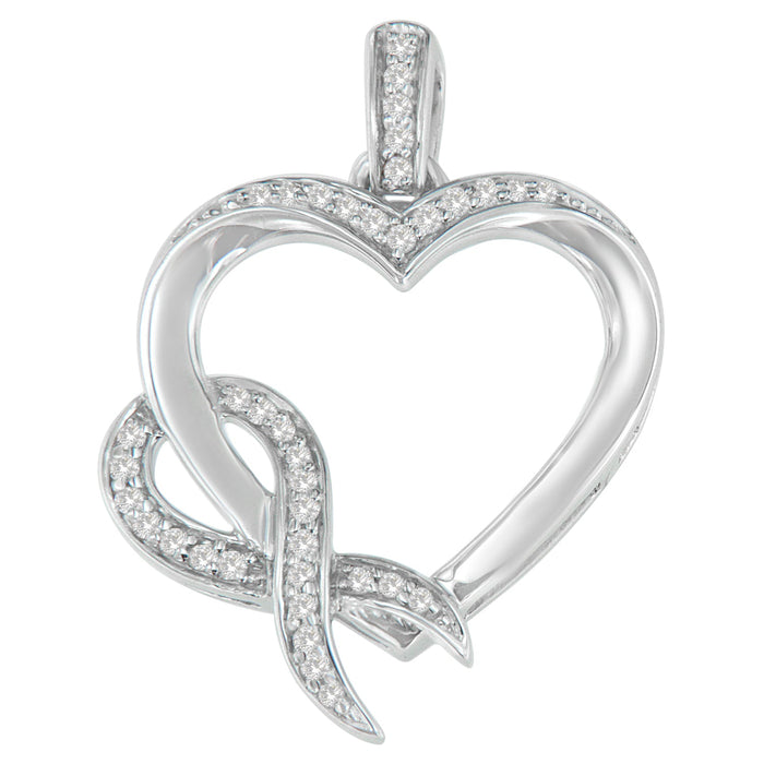 .925 Sterling Silver 1/6 cttw Diamond Heart Pendant Necklace (H-I, I1-I2) by Bids.com