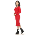 White Mark Womens Long Sleeve Rib Midi Sweater Dress, Medium by Vanessa Jane