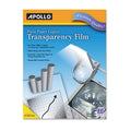 Apollo Plain Paper Laser Transparency Film with Handling Strip, 8.5 x 11, Black on Clear, 100/Box