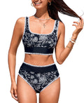 Cupshe Scoop Neck Tank Wide Straps Midkini Swim Top and High-Rise Swim Bottoms by Vanessa Jane