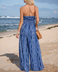 Cupshe Womens Indigo Paisley Strapless Wide Leg Jumpsuit, Large by Vanessa Jane