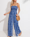 Cupshe Womens Indigo Paisley Strapless Wide Leg Jumpsuit, Large by Vanessa Jane