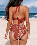 Cupshe Womens Ruffled Halter Bikini Top and Tropical Bottoms Set by Vanessa Jane