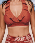 Cupshe Womens Ruffled Halter Bikini Top and Tropical Bottoms Set by Vanessa Jane