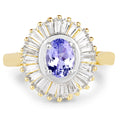14K Yellow Gold Plated 2.16 Carat Genuine Tanzanite & White Topaz .925 Sterling Silver Ring by Bids.com