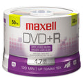 Maxell DVD+R High-Speed Recordable Disc, 4.7 GB, 16x, Spindle, Silver, 50/Pack