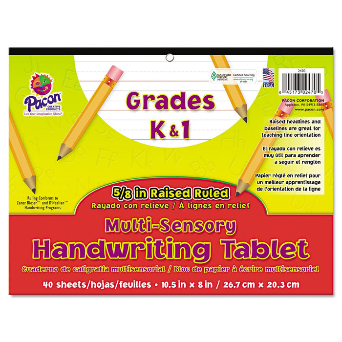 Pacon Multi-Sensory Handwriting Tablet, 5/8" Long Rule, 8 x 10.5, 40/Pad