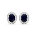 Genuine Blue Sapphire and Diamond Studs Earrings by Fine Color Jewels