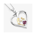 0.50 CTTW Heart Pink Ruby Prong Silver Mom Pendant Necklace by Fine Color Jewels