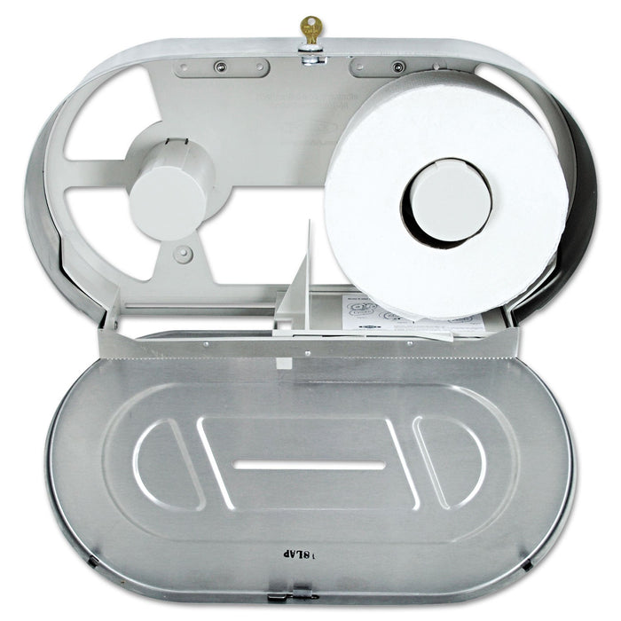 Bobrick Toilet Tissue 2 Roll Dispenser, Jumbo, 20.81 x 5.31 x 11.38, Satin-Finish Stainless Steel