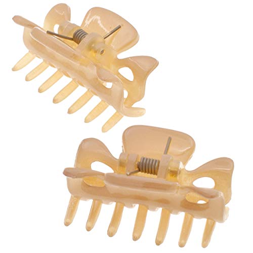 Camila Paris CP3047 French Hair Clips For Women, 1.5 Inch Set Of 2 Beige Girls Hair Claw Clips Jaw Fashion Durable Styling Hair Accessories For Women, Strong Hold No Slip Grip, Made In France by Pasteur Pharmacy