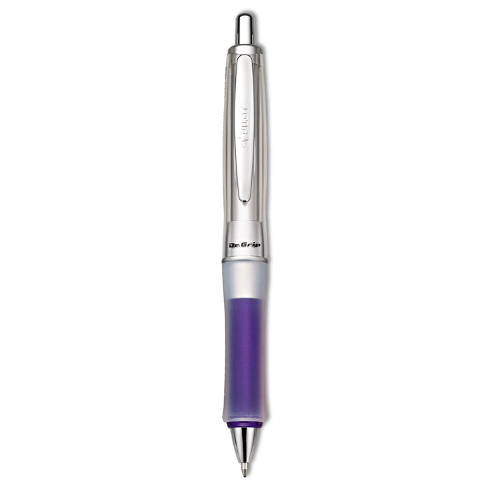 Pilot Dr. Grip Center of Gravity Ballpoint Pen, Retractable, Medium 1 mm, Black Ink, Silver/Navy Grip Barrel