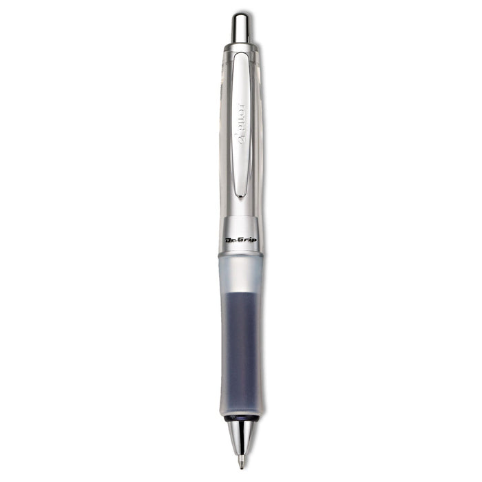 Pilot Dr. Grip Center of Gravity Ballpoint Pen, Retractable, Medium 1 mm, Black Ink, Silver/Charcoal Grip Barrel
