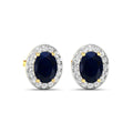 Genuine Blue Sapphire and Diamond Studs Earrings by Fine Color Jewels