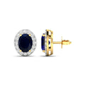 Genuine Blue Sapphire and Diamond Studs Earrings by Fine Color Jewels