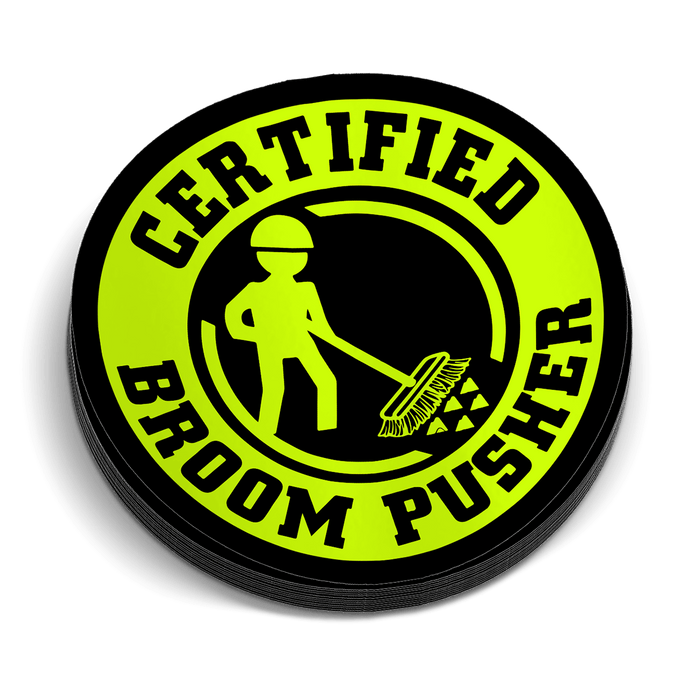 Broom Pusher Hard Hat Decal by Armed American Supply