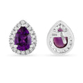 Natural Amethyst Teardrop Stud Earrings by Fine Color Jewels