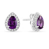 Natural Amethyst Teardrop Stud Earrings