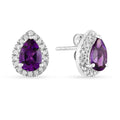 Natural Amethyst Teardrop Stud Earrings by Fine Color Jewels