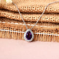 Natural Amethyst Teardrop Pendant Necklace by Fine Color Jewels