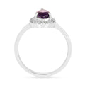 0.97 Ct Pear Purple Amethyst and Moissanite Prong Silver Halo Engagement Ring by Fine Color Jewels