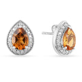 Natural Citrine Teardrop Stud Earrings by Fine Color Jewels
