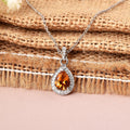 Natural Citrine Teardrop Pendant Necklace by Fine Color Jewels