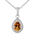 Natural Citrine Teardrop Pendant Necklace by Fine Color Jewels