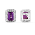 Natural Amethyst Octagon Stud Earrings by Fine Color Jewels