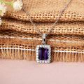 Natural Amethyst Octagon Pendant Necklace by Fine Color Jewels