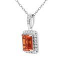 Octagon Peach Sapphire Halo Pendant Necklace by Fine Color Jewels