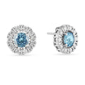 Natural Blue Topaz Halo Stud Earrings by Fine Color Jewels