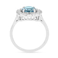 Natural Blue Topaz Round Halo Ring by Fine Color Jewels