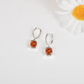 Peach Sapphire Drop Hoop Earrings by Fine Color Jewels