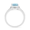 1.75 Ct Cushion Natural Blue Topaz Prong Rhodium Over Silver Halo Ring by Fine Color Jewels