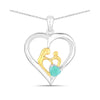 0.45 CTTW Heart Green Emerald Prong Silver Mom Pendant Necklace