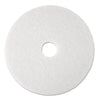 3M Low-Speed Super Polishing Floor Pads 4100, 13" Diameter, White, 5/Carton