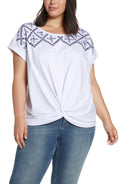 Single Thread Womens Plus Eyelet Embroidered Pullover Top by Vanessa Jane