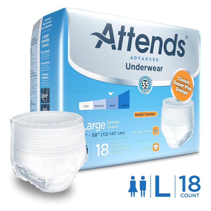 Attends Advanced Heavy Absorbency Protective Underwear, Large, 18 EA/PK by Pasteur Pharmacy