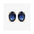 1.90 Ct Oval Blue Sapphire Prong 10K Gold Stud Earrings by Fine Color Jewels