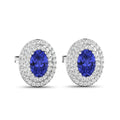 Genuine Tanzanite and White Diamond Studs by Fine Color Jewels
