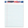 TOPS American Pride Writing Pad, Wide/Legal Rule, Red/White/Blue Headband, 50 White 8.5 x 11.75 Sheets, 12/Pack